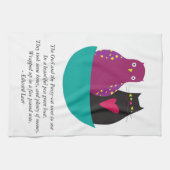 フクロウおよび猫-台所タオルか茶Towl キッチンタオル (横)