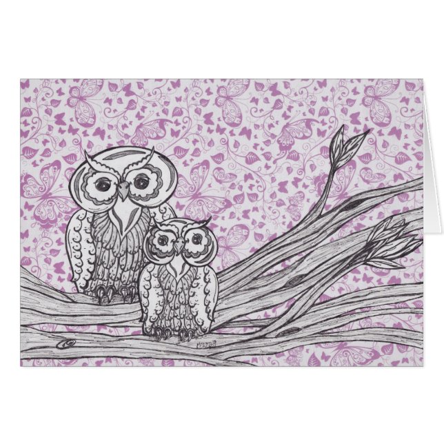 フクロウおよび蝶 (正面横)