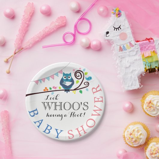 フクロウお洒落の赤ちゃんシャワー ペーパープレート (パーティー)