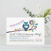 フクロウお洒落の赤ちゃんシャワー 招待状 (スタンド正面)