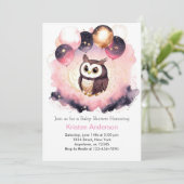 フクロウお洒落ウッドランドアドベンチャーガールベビーシャワー 招待状 (スタンド正面)