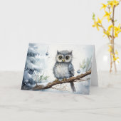 フクロウお洒落クリスマスカード カード (黄色い花)