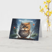 フクロウお洒落クリスマスカード カード (黄色い花)