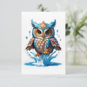 フクロウお洒落グマが水に飛び乗る – よくはしゃぐ野性 サンキューカード (スタンド正面)