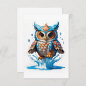 フクロウお洒落グマが水に飛び乗る – よくはしゃぐ野性 サンキューカード (正面/裏面)