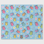 フクロウお洒落パターン ラッピングペーパー (フラット)