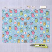 フクロウお洒落パターン 薄葉紙 (クラフト)