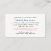 フクロウお洒落ベビーシャワーチケット招待状 エンクロージャーカード (裏面)