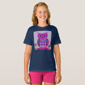 フクロウかわいい虹の羽動物鳥の運命 Tシャツ (正面フル)
