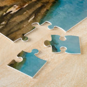 フクロウかわいい鳥の動物の月の水色の森 ジグソーパズル (側面)