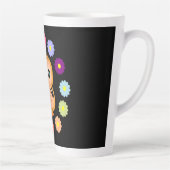 フクロウかわいらしキュートかわいいガーリー漫画イラストレーション カフェラテマグ (右)