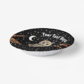 フクロウかわいらしクリスタルネックレスムーンスターズブラック ペーパーボウル (傾斜あり)