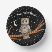 フクロウかわいらしクリスタルネックレスムーンスターズブラック ペーパーボウル (正面)