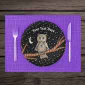 フクロウかわいらしクリスタルネックレスムーンスターズブラック ペーパーボウル