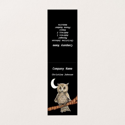 フクロウかわいらしルゴールデンアイズブルーネックレスオンブランチ 名刺 (外部フラット)