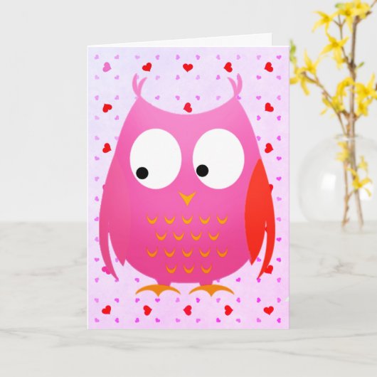 フクロウがあなたのバレンタインデーハートになる カード (黄色い花)