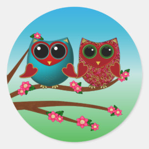 フクロウがあなたを愛しているステッカー ラウンドシール