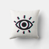 フクロウがあなたを見る – キラキラ目ホラーシャツ – 白 クッション (裏面)