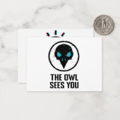 フクロウがあなたを見る – キラキラ目ホラーシャツ – 白 ノートカード (正面/裏面インサイチュ)