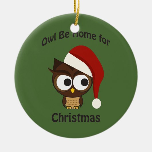 フクロウがクリスマスに帰るよ! セラミックオーナメント (正面)