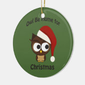 フクロウがクリスマスに帰るよ! セラミックオーナメント (左)