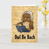 フクロウがグリーティおもしろいング空白のカードの中に戻る カード (黄色い花)