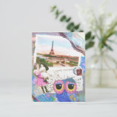 フクロウがパリに行く ポストカード (スタンド正面)