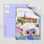 フクロウがパリに行く ポストカード (正面/裏面)