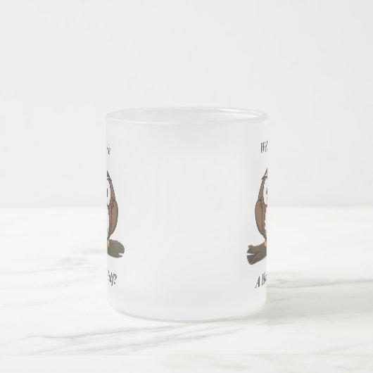 フクロウが一口半を頂霜の降りたく フロストグラスマグカップ (中央)