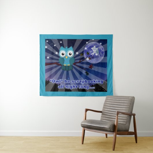 フクロウが一晩中擦り切れる タペストリー (インサイチュ(横))