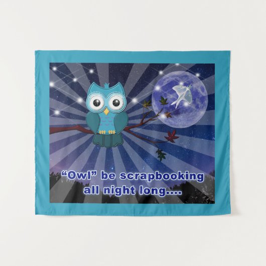 フクロウが一晩中擦り切れる タペストリー (正面(横))