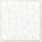 フクロウが付いているパターン ガラスコースター (裏面)