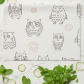 フクロウが付いているパターン キッチンタオル (折り畳み)