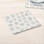 フクロウが付いているパターン スクエアペーパーコースター (アングル)