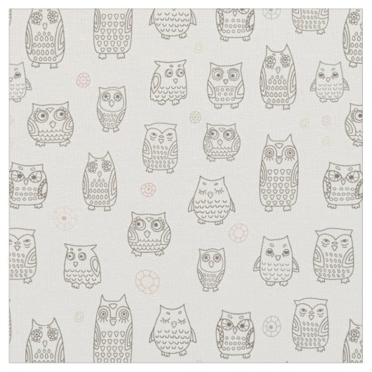 フクロウが付いているパターン ファブリック (クローズアップ)