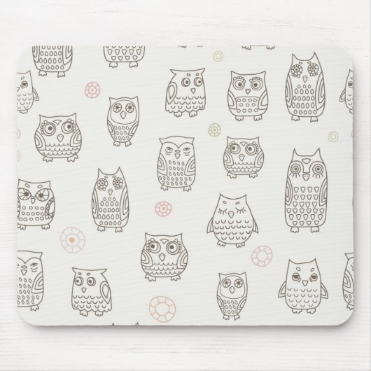 フクロウが付いているパターン マウスパッド (正面)