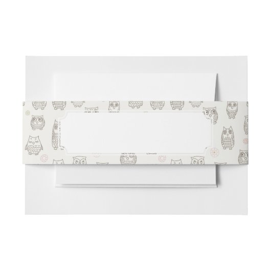 フクロウが付いているパターン 招待状ベリーバンド (正面例)