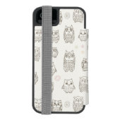 フクロウが付いているパターン INCIPIO iPhoneウォレットケース (フォリオ裏面)