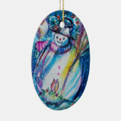 フクロウが付いている雪だるま セラミックオーナメント (右)