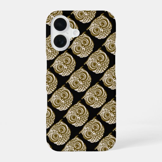 フクロウが何度も繰り返される iPhone 16ケース (裏面)
