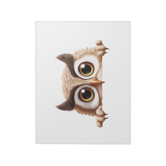 フクロウが可愛い動物おもしろいアニメを覗き込む ノートパッド (回転)