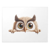 フクロウが可愛い動物おもしろいアニメを覗き込む ノートパッド (正面)