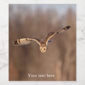 フクロウが地面に潜る ワインラベル (シングルラベル)