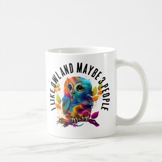 フクロウが好きでたぶん3人も好き コーヒーマグカップ (右)