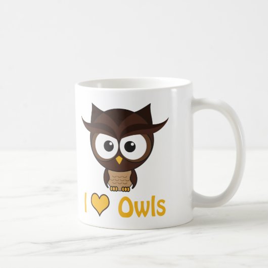 フクロウが好き（愛してる） コーヒーマグカップ (右)