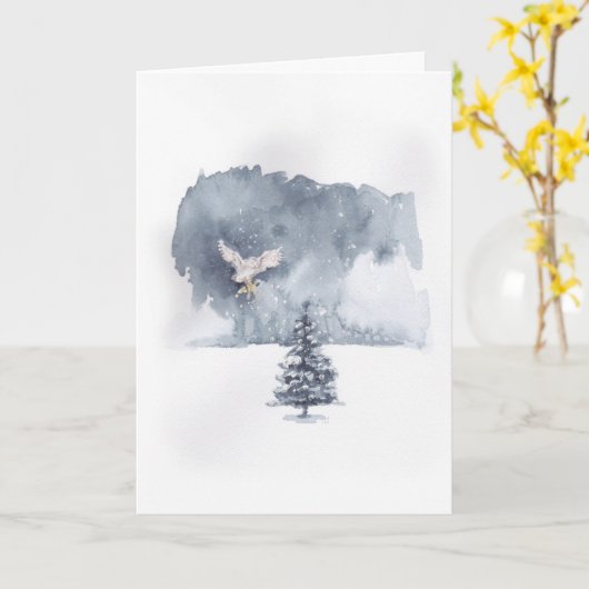 フクロウが星を持つ カード (黄色い花)