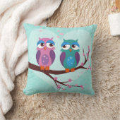 フクロウが春で愛する可愛いカートゥーンバード クッション (ブランケット)