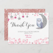 フクロウが月の赤ちゃんシャワーフラットサンキューカード サンキューカード (正面/裏面)