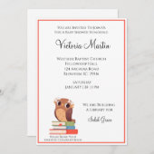 フクロウが本の赤ちゃんシャワーを持ってくる招待状 招待状 (正面/裏面)