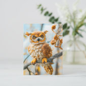 フクロウが枝に座る ポストカード (スタンド正面)